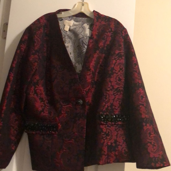 Chico’s. Red Brocade jacket - Picture 1 of 4